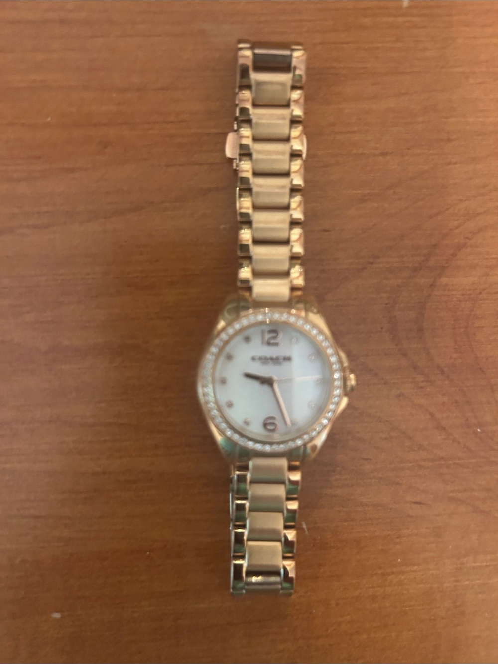 Coach Rose Gold and White Crystal-Trim Women's Bracelet Watch